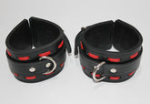 Infernal Restraints Wrist Black Leather with Red Stitching - - Cuffs And Restraints